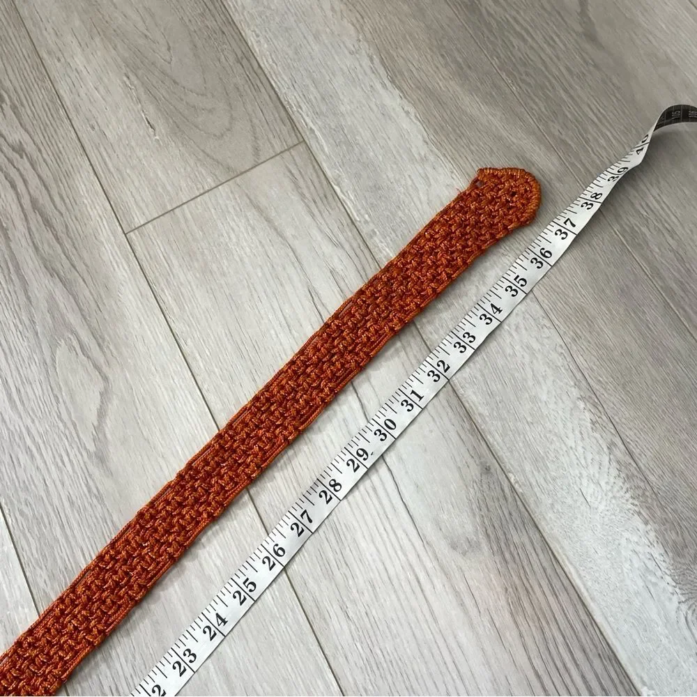 Bohemian Woven Belt butterfly buckle crochet womens Orange (one size) retro 70s